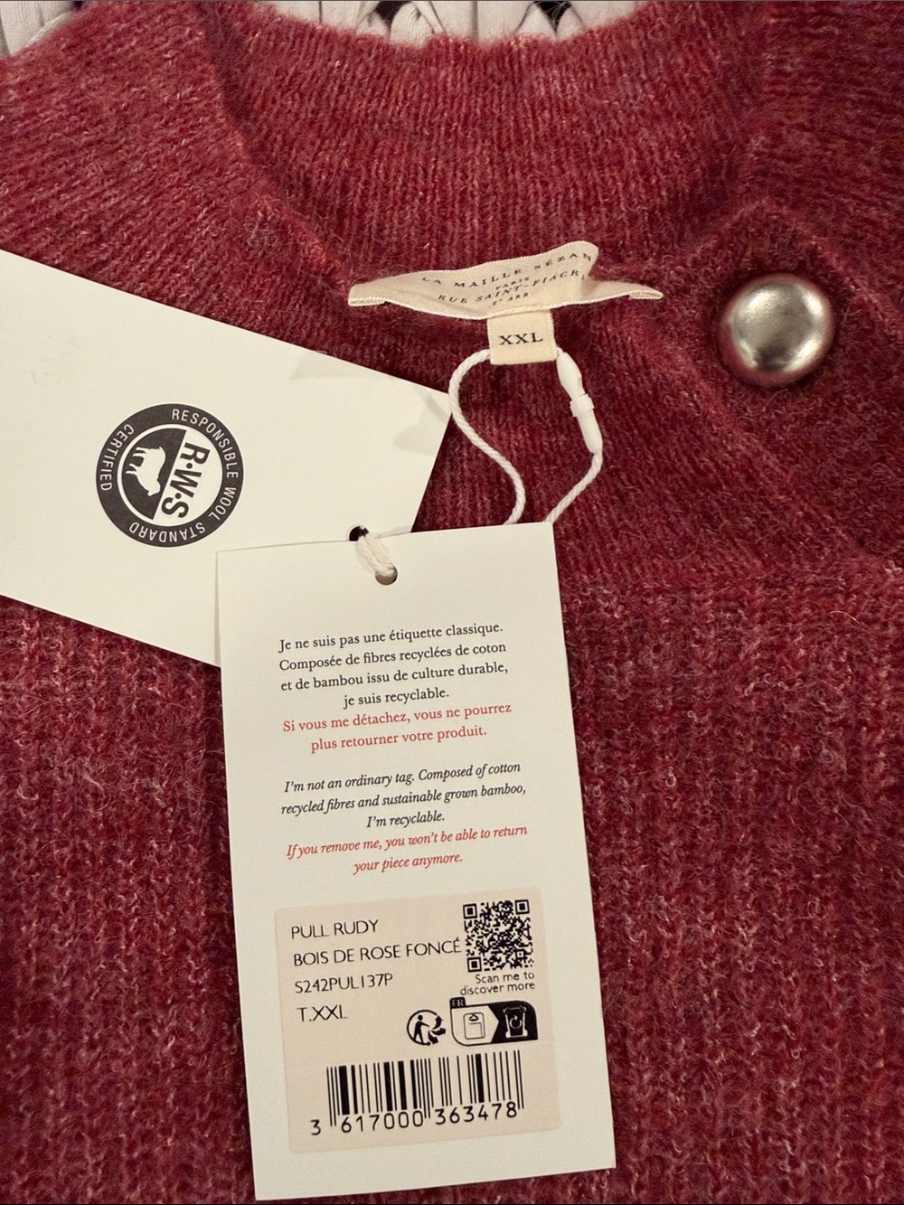 Sezane Rudy Jumper Rosewood - Size XXL - Picture 3 of 4